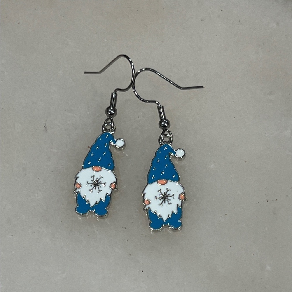 Blue and White Gnome Earrings